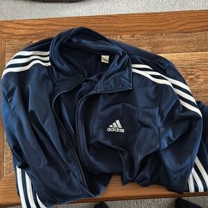 Adidas Men’s Navy Track Jacket with White Stripes